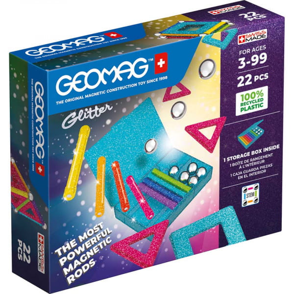 Geomag Glitter Panels Recycled 22 Magnet Baukasten