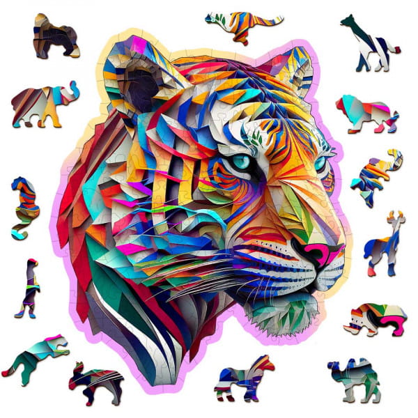 Wooden City Colorful Tiger Holzpuzzle