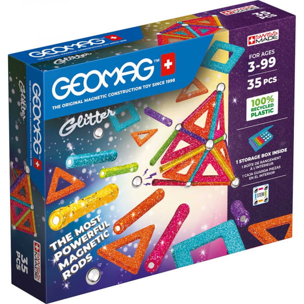 Geomag Glitter Panels Recycled 35 Magnet Baukasten