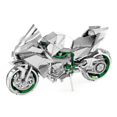 Iconx Kawasaki Ninja H2R (Silber/Grün) 3D Metall Bausatz