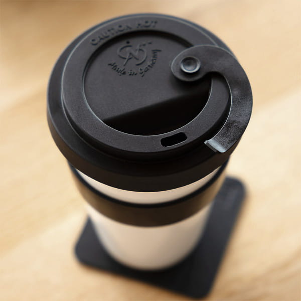 Silwy Porzellan To-Go-Cup Farbe Weiß Inkl. Untersetzer Black