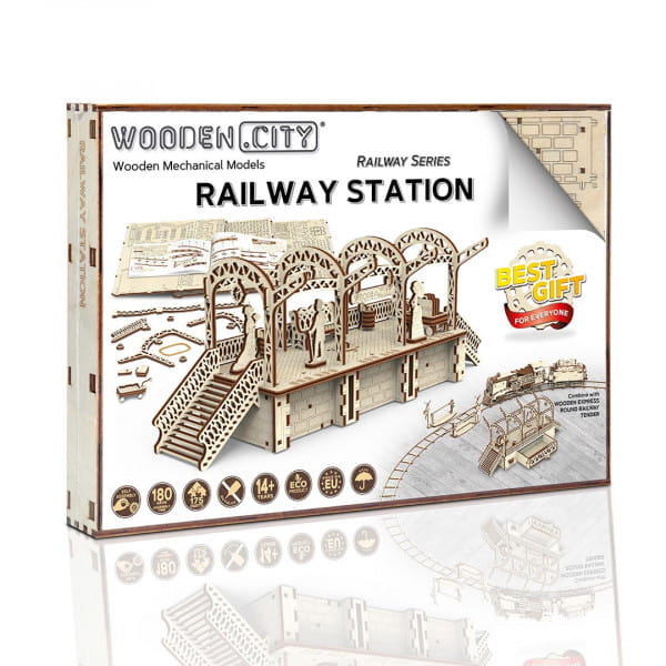 Wooden City Railway Station (Bahnhof) Modellbau Holz