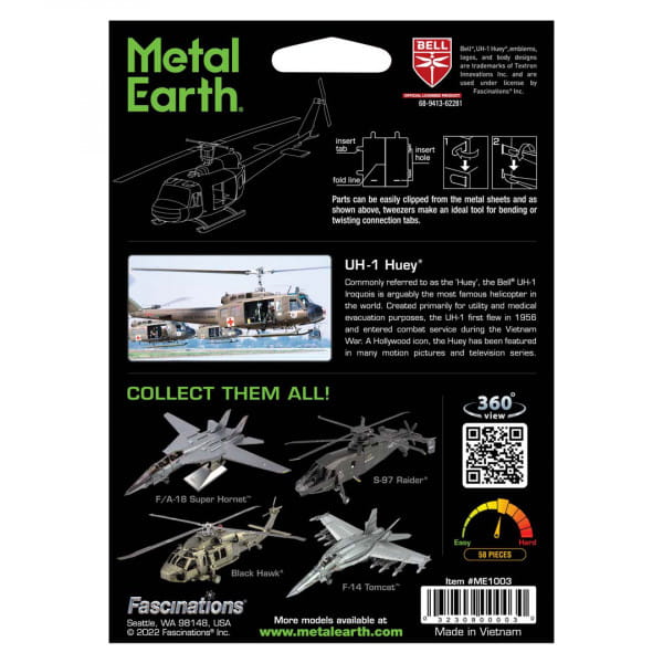 Metal Earth UH1-Huey Helicopter Modellbau Metall