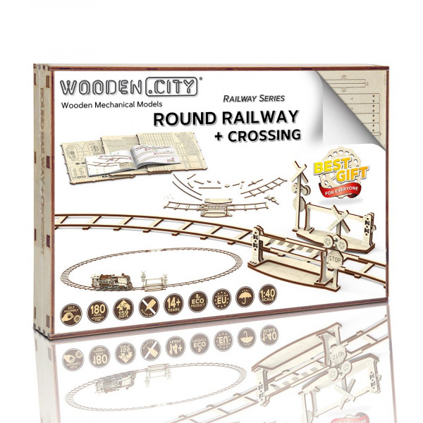 Wooden City Eisenbahngleis + Crossing Holz Modellbau