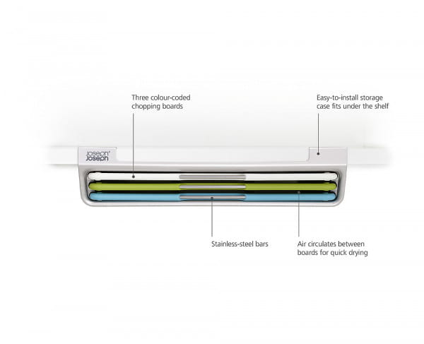 Joseph Joseph Regaleinhänge-Schneidebrett-Set Folio™ Slim 3-Tlg.