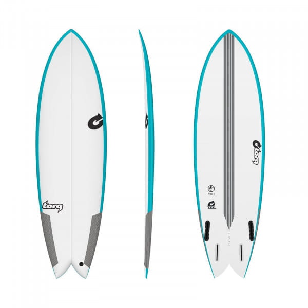 Surfboard TORQ Epoxy TEC Quad Twin Fish 6.2 Rail