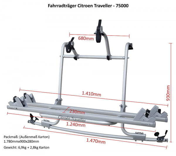 Eurocarry Fahrradträger Für Citroen Spacetourer, Peugeot Traveller, Toyota Proace, Opel Zafira Ab 2