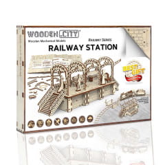 Wooden City Railway Station (Bahnhof) Modellbau Holz