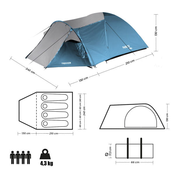 Nils Camp Trekker 4P Campingzelt